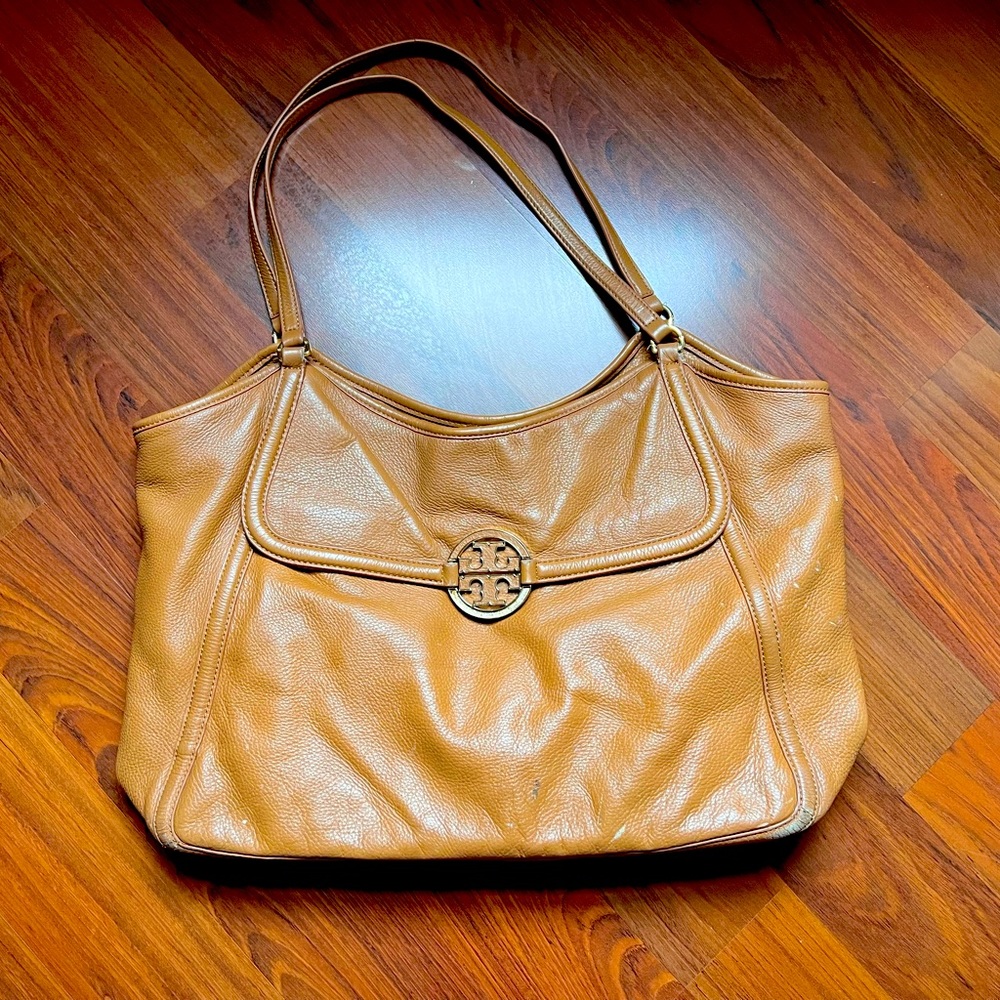 Tory Burch Leather Amanda Easy Tote Nude Leather